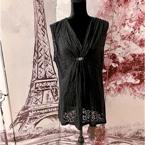 Cynthia Rowley  Black Stretch Lace Sleeveless Top NWOT
